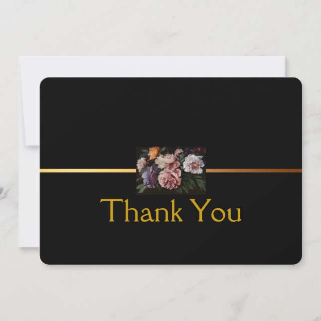 Peonies Painting 2 Sympathy Thank You Flat Card (Front)