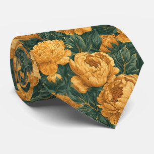 Peonies Pattern Father Groom Summer Wedding Tie