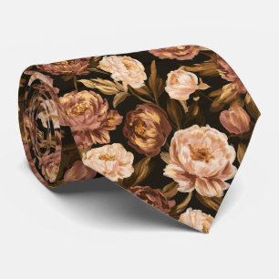 Peonies Pattern Menswear Garden Wedding Tie