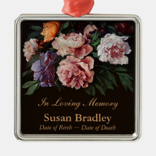 Peonies Personalised Memorial Funeral Ornament