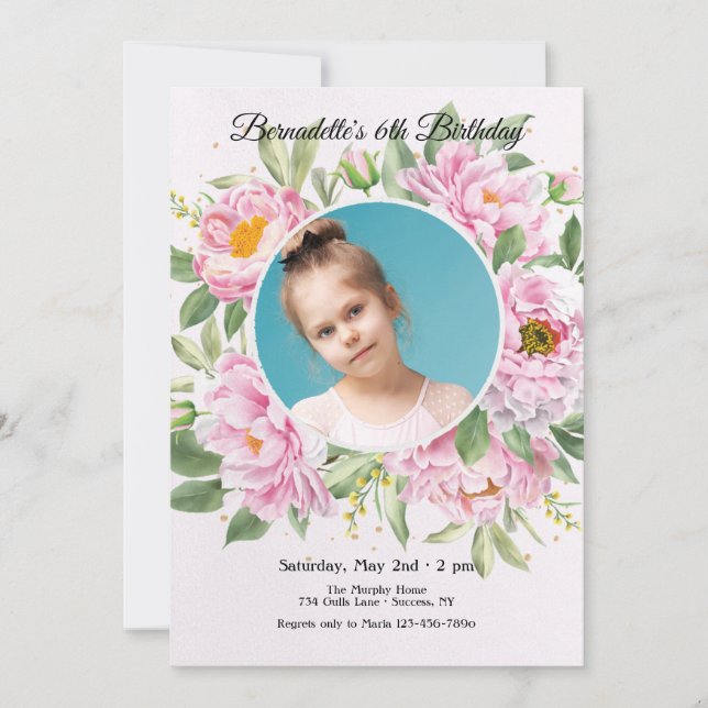 Peonies Photo Card/Invitation Invitation (Front)