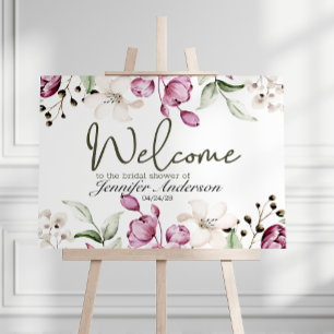 Peonies Pink Burgundy Floral Bridal Shower Poster