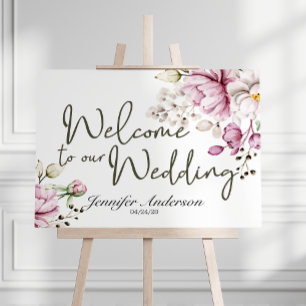 Peonies Pink Burgundy Floral Bridal Shower Poster