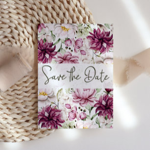 Peonies Pink Burgundy Floral Save The Date