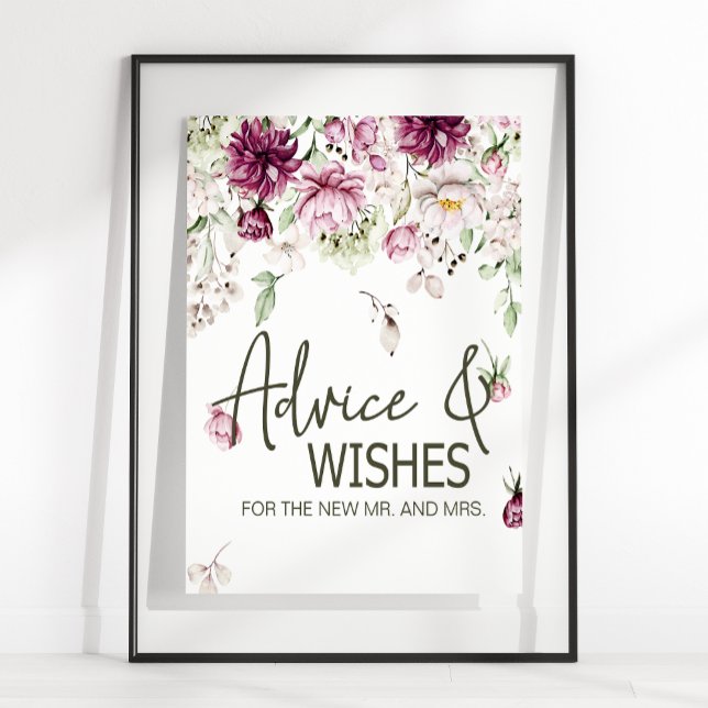 Peonies Pink Burgundy Floral Wedding Card & Gifts Poster (Creator Uploaded)