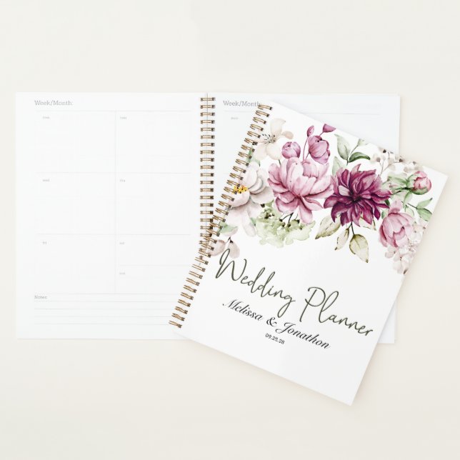 Peonies Pink Burgundy Floral Wedding Planner (Display)