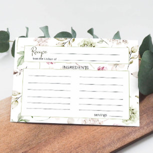 Peonies Pink Burgundy Floral Wedding Recipe Card