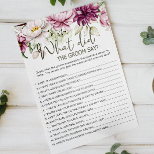 Peonies Pink Floral Game Would the Groom Say Flyer