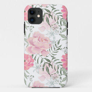 Peonies pink rose flowers iPhone 11 case