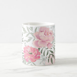 Peonies pink rose flowers  coffee mug