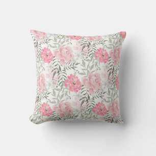 Peonies pink rose flowers cushion