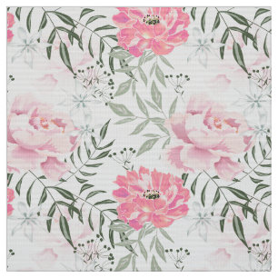 Peonies pink rose flowers fabric
