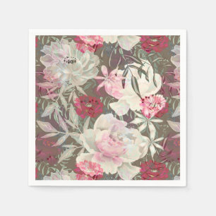 Peonies pink rose flowers flower garden bouquet napkin