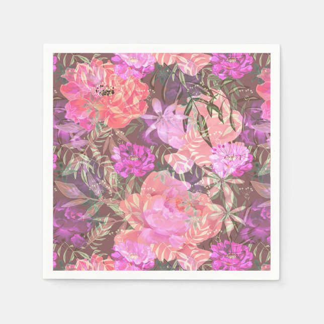 Peonies pink rose flowers flower garden bouquet napkin (Front)