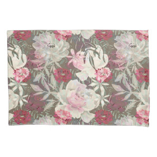 Peonies pink rose flowers flower garden bouquet pillowcase