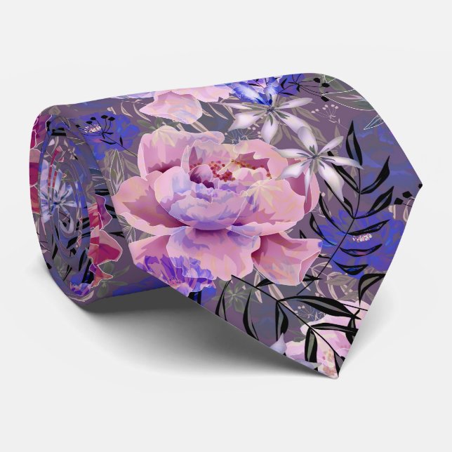 Peonies pink rose flowers flower garden bouquet tie (Rolled)