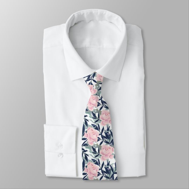 Peonies pink rose flowers flower garden bouquet  tie (Tied)