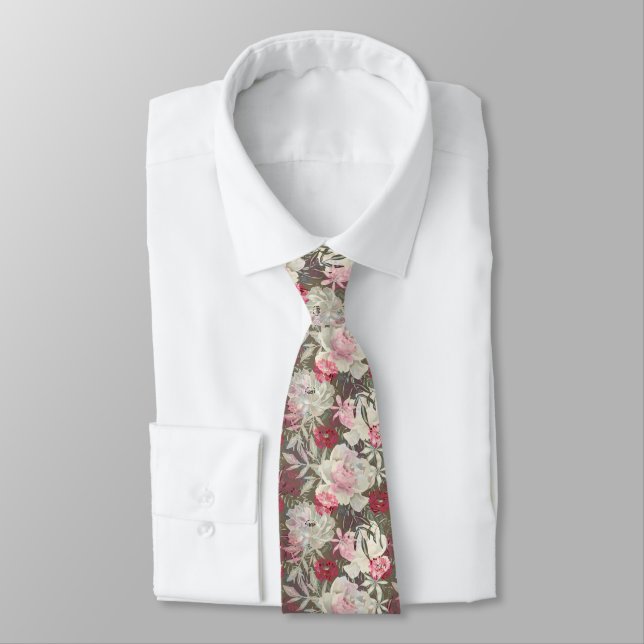 Peonies pink rose flowers flower garden bouquet  tie (Tied)