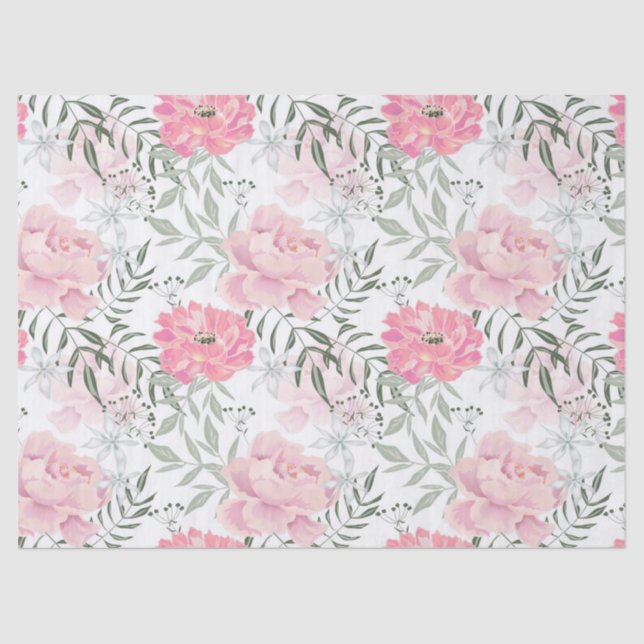 Peonies pink rose flowers flower garden bouquet tissue paper (Front)