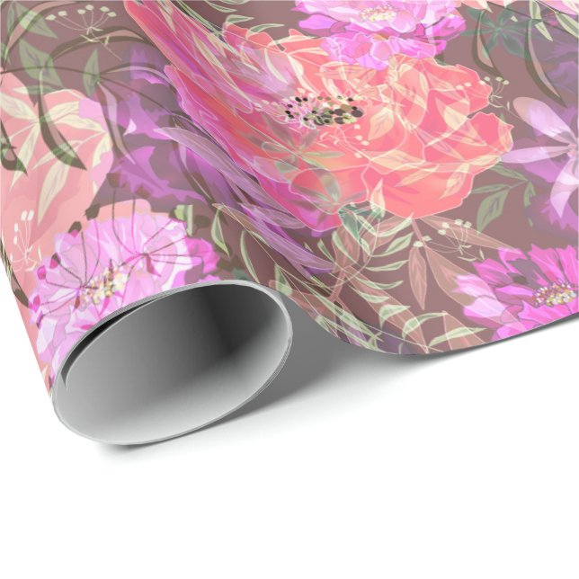 Peonies pink rose flowers flower garden bouquet wrapping paper (Roll Corner)