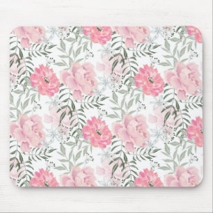 Peonies pink rose flowers mouse mat