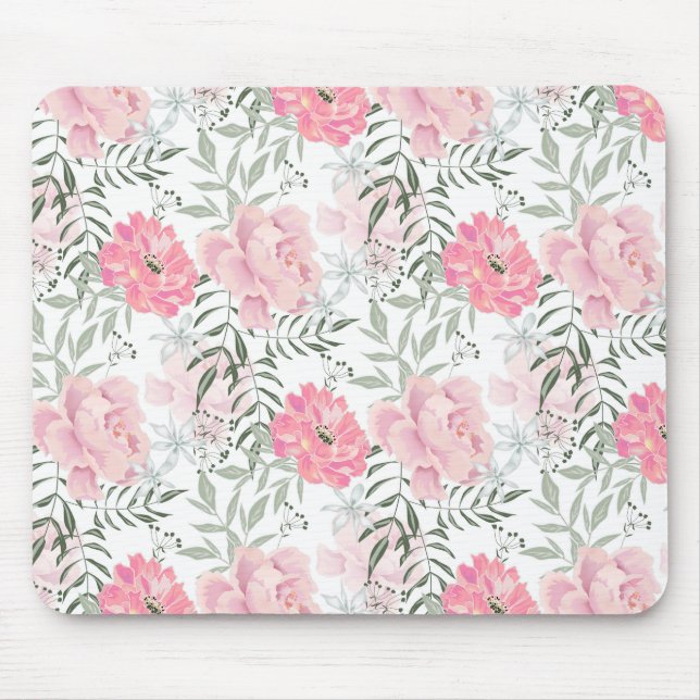 Peonies pink rose flowers  mouse mat (Front)
