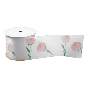 Peonies Please Pretty Preppy Pink Satin Ribbon