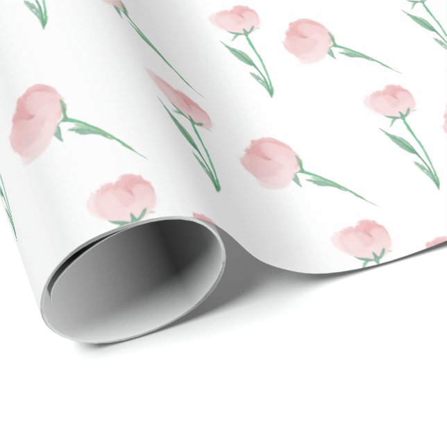 Peonies Please Pretty Preppy Pink Wrapping Paper (Roll Corner)
