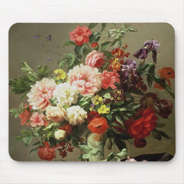 Peonies, Poppies and Roses, 1849 Mouse Mat (Front)
