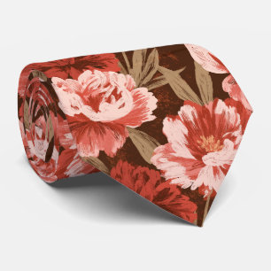 Peonies Print Boyfriend Fall Wedding Tie