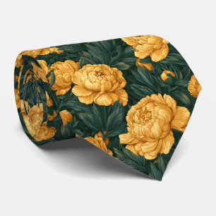 Peonies Print Groomsman Graduation Tie