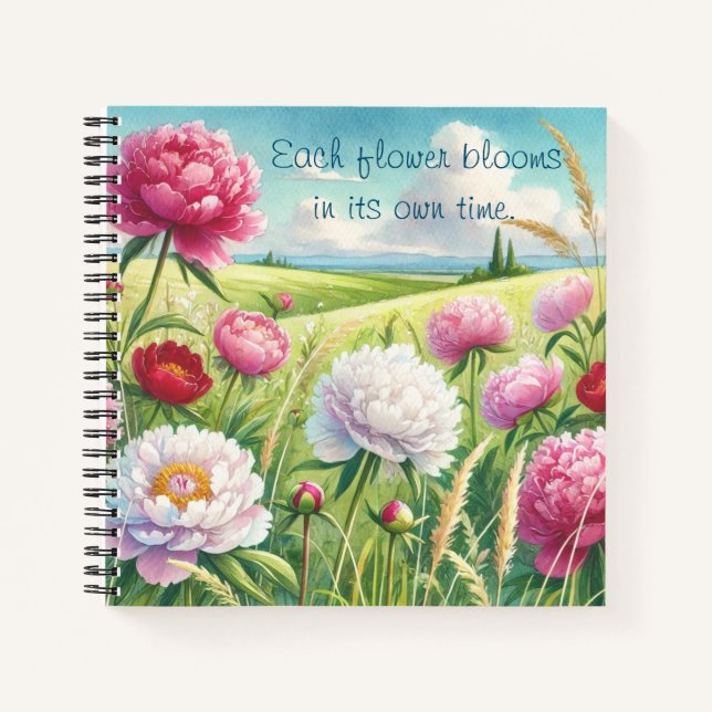 Peonies & Quote  Notebook (Front)