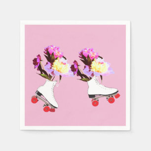 Peonies, Roller Skates  Cocktail Napkin