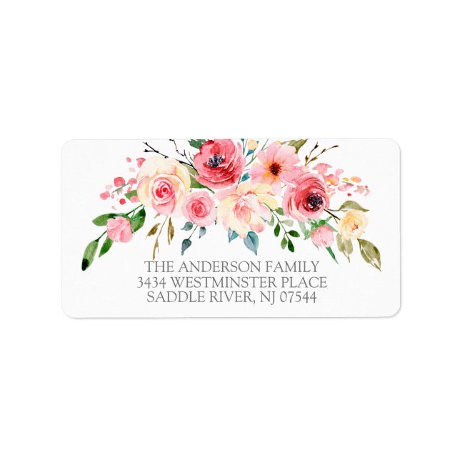 Peonies Rose Floral Communion Return Address Label (Front)