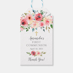 Peonies Rose Floral First Communion Favour Gift Ta Gift Tags