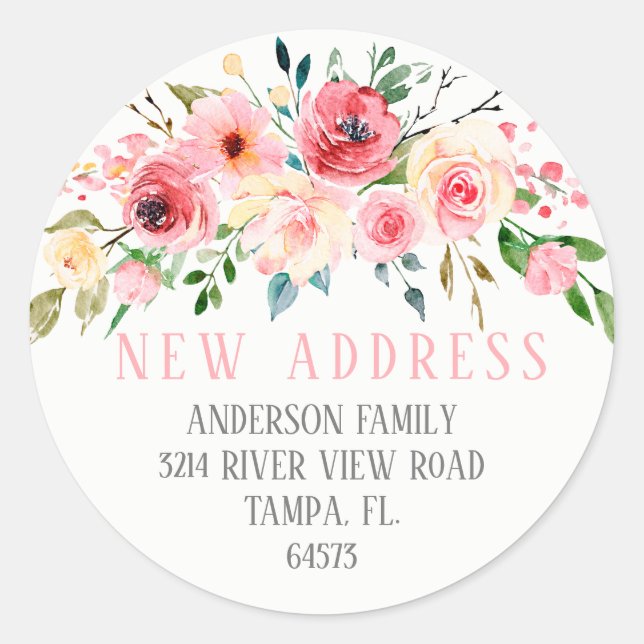 Peonies Rose Floral  Return Address Label (Front)