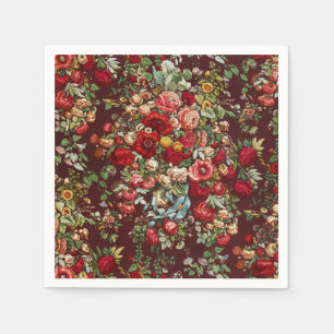 Peonies & Roses,Vintage Chintz Floral Pattern Napkin