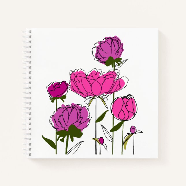 Peonies Square Notebook (Front)