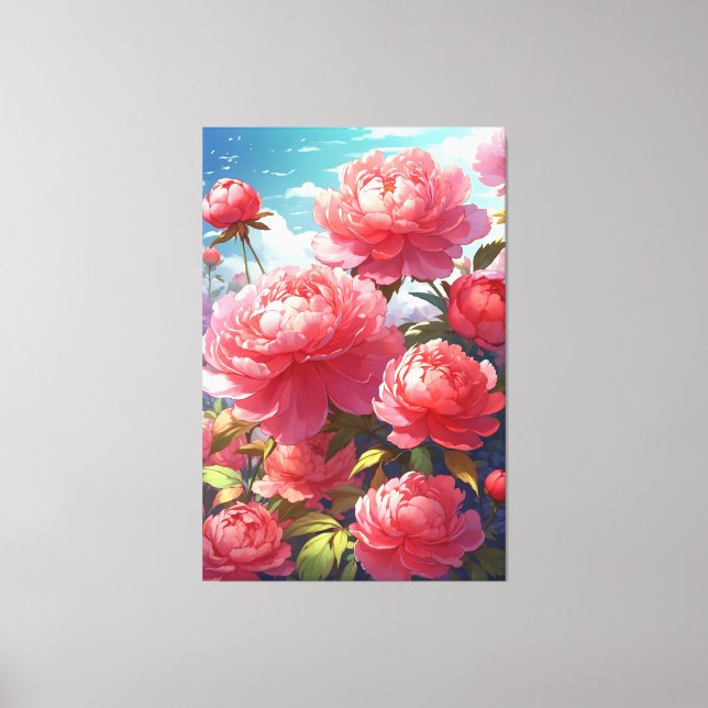 Peonies Stretched Canvas Print (Front)
