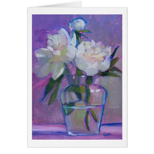 Peonies Three - white flowers in a glass vase (Front)