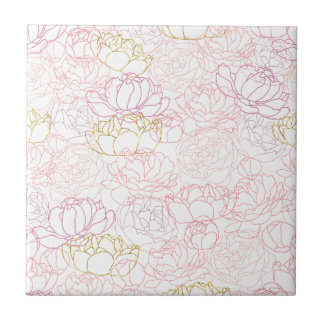 Peonies touch of gold tile