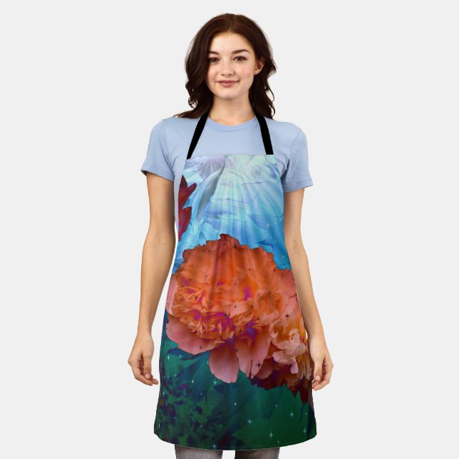 Peonies Under Water Apron (Worn)