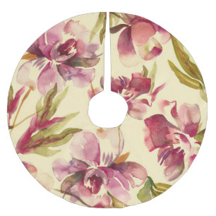 Peonies Watercolor: Seamless Background Bliss Brushed Polyester Tree Skirt