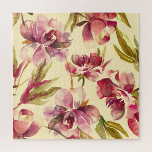 Peonies Watercolor: Seamless Background Bliss Jigsaw Puzzle