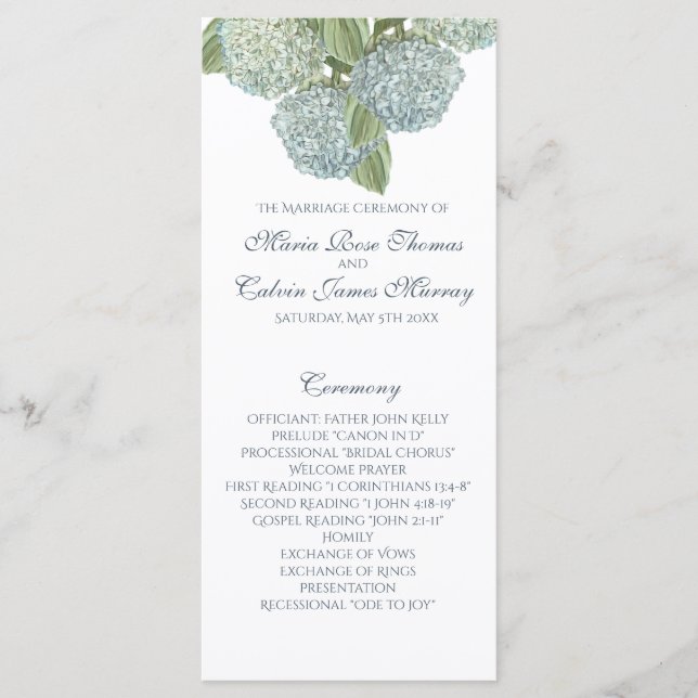 Peonies Wedding Program Programme (Front)