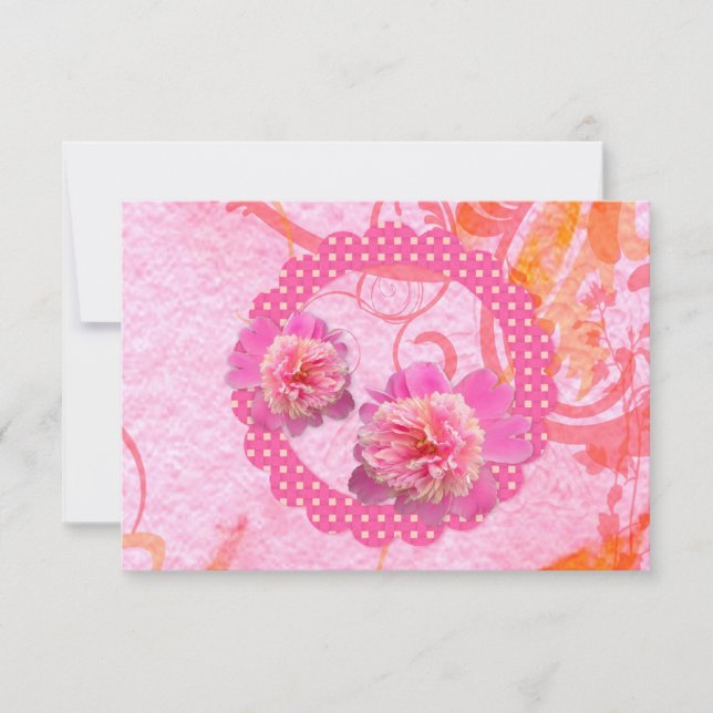 Peonies Wedding Reception RSVP Invitation (Front)