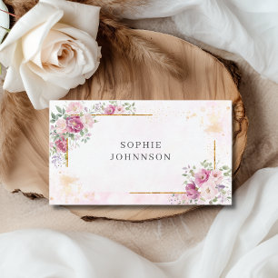 Peonies with gold frame business card
