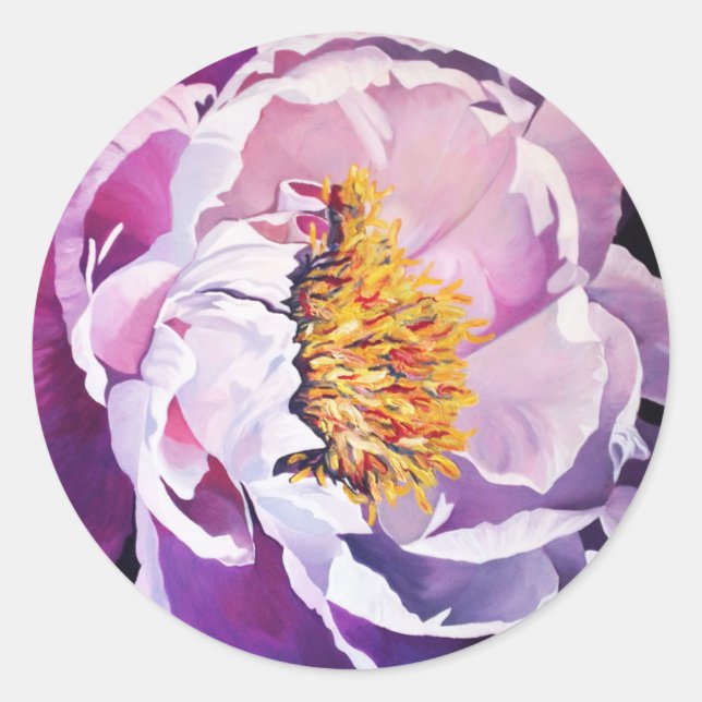 peony acrylic classic round sticker (Front)