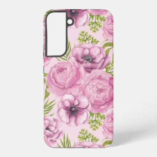Peony and anemone flowers watercolor samsung galaxy case