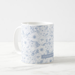 Peony And Anemone Illustrated Floral Coffee Mug